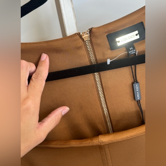 Alexia Admor Medium Freya‎ Sheath Dress Brown Tan Cocktail Midi Dress - Picture 8 of 13